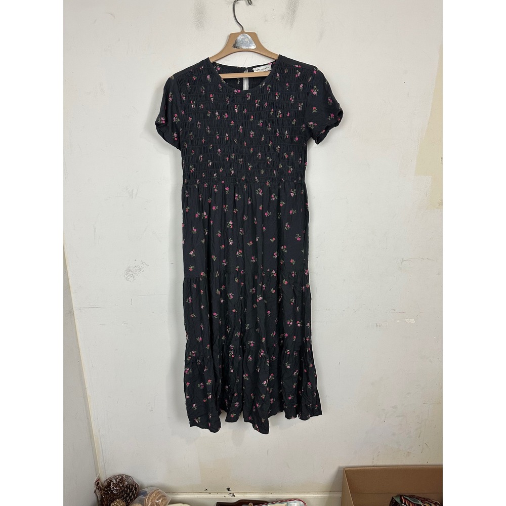 Free Assembly Girls Floral Smocked Tiered Maxi Dress Dark Grey XXL 18 FAGWD00045
